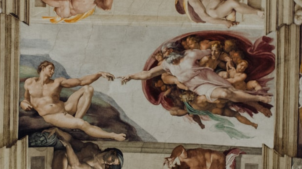 Close up of the Sistene Chapel: The Creation of Adam