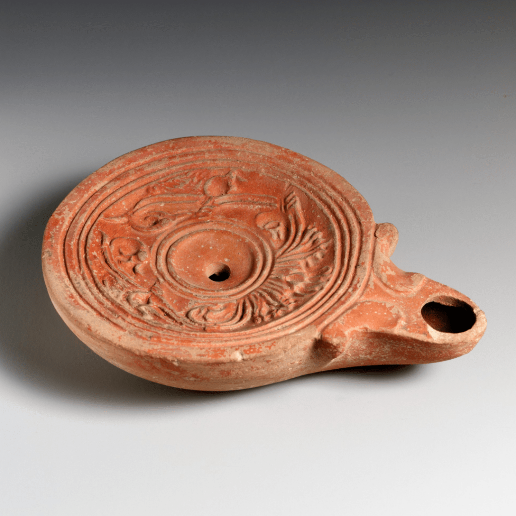 Terracotta oil lamp